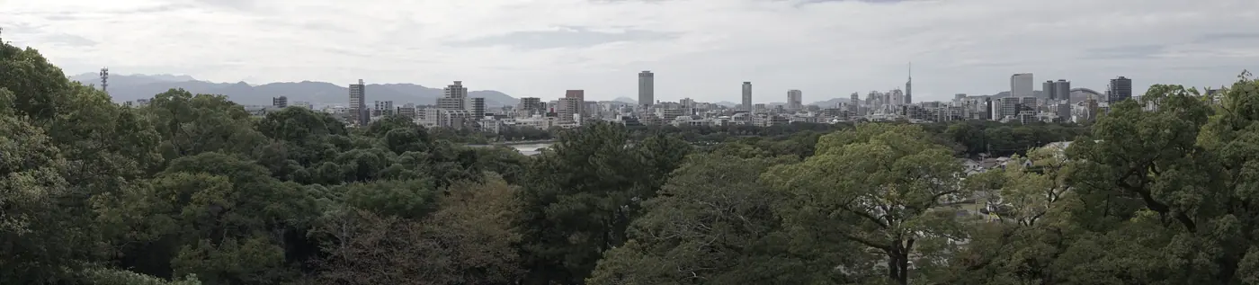 A panorama of Fukuoka from the castle ruins
