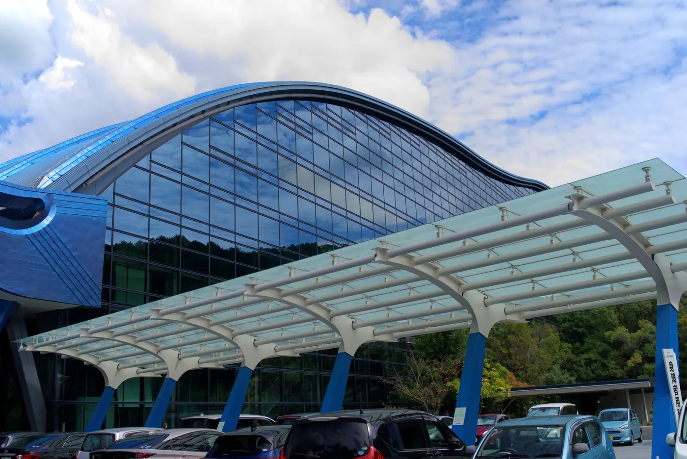The curved glass roof of the Kyushu National Museum in Dazaifu