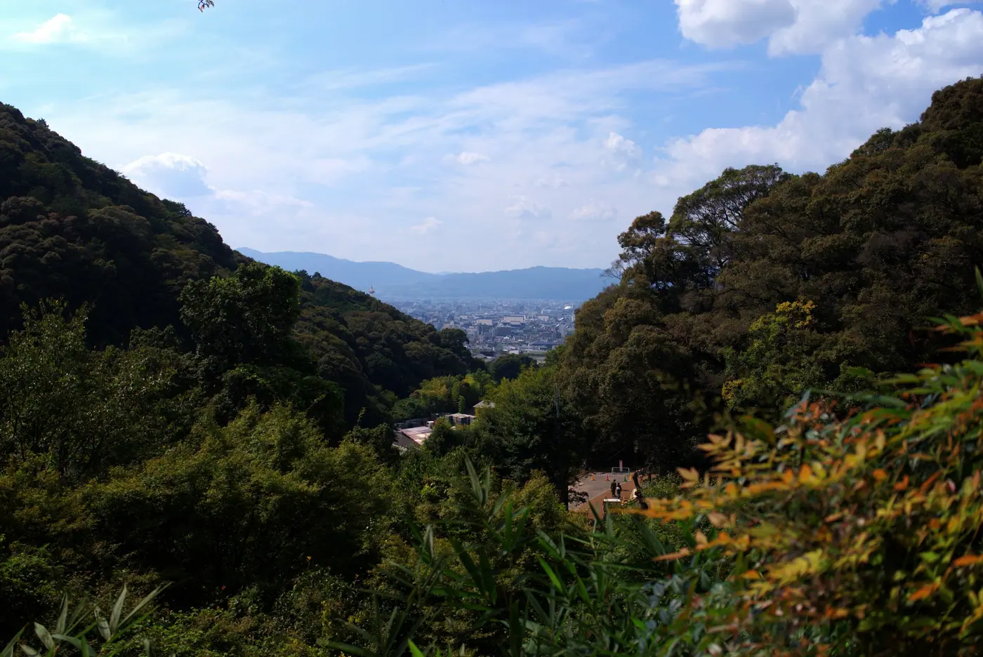 A wooded valley near Kiyomizu-dera opening toward the city of Kyoto
